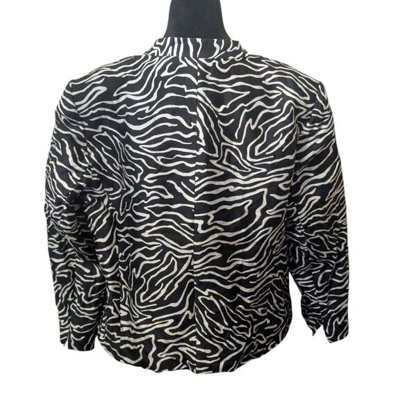 Talbots Woman 14W Silk Wool Blend Zebra Animal Print Jacket Blazer Vintage - Picture 6 of 6